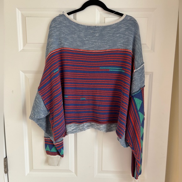 Free People Love Triangle Crop Oversized Sweater Medium - Picture 10 of 12